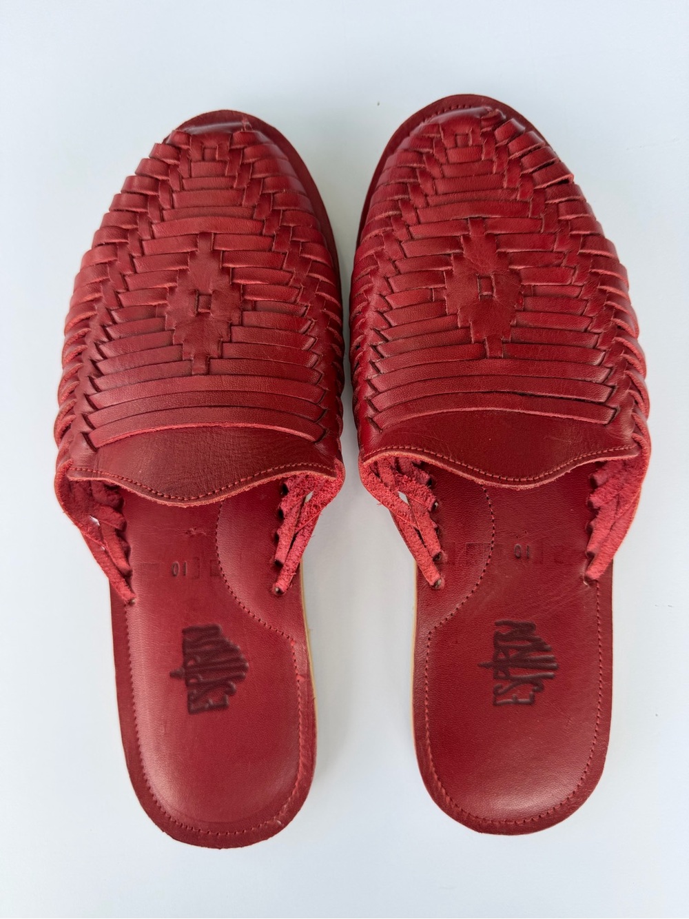 Men's Red Woven Leather Slip-On Loafers